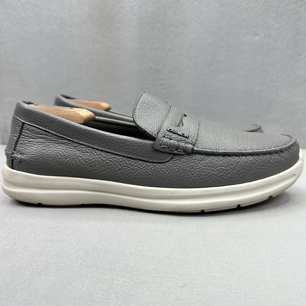 COACH Hybrid Driver Mens Size 11 (D) Loafer Gray Leather Slip-On Designer Shoes